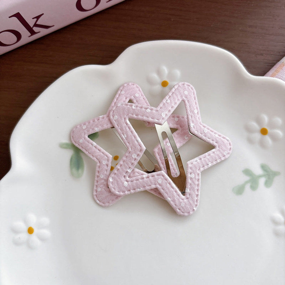 MyKids-USA® Collection of 2 Cute Pink Star Pattern Hair Clips