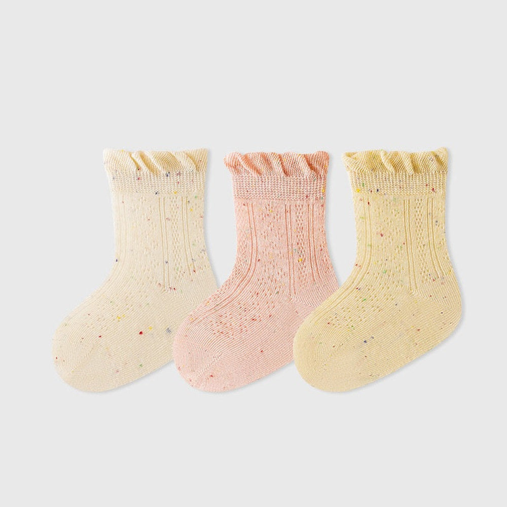 MyKids-USA® Baby Kids Girls Breathable Cute Dots Pattern Socks 3-Pair Set