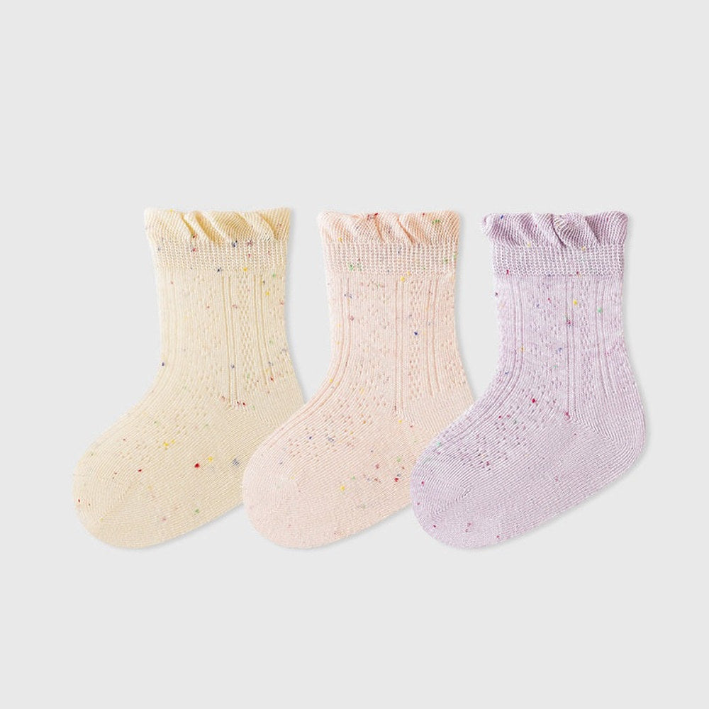 MyKids-USA® Baby Kids Girls Breathable Cute Dots Pattern Socks 3-Pair Set