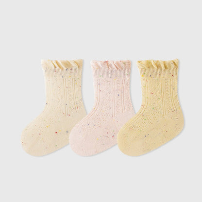MyKids-USA® Baby Kids Girls Breathable Cute Dots Pattern Socks 3-Pair Set