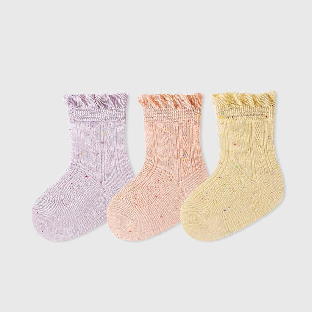 MyKids-USA® Baby Kids Girls Breathable Cute Dots Pattern Socks 3-Pair Set