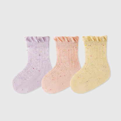 MyKids-USA® Baby Kids Girls Breathable Cute Dots Pattern Socks 3-Pair Set