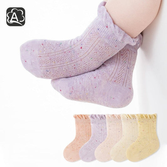 MyKids-USA® Baby Kids Girls Breathable Cute Dots Pattern Socks 3-Pair Set