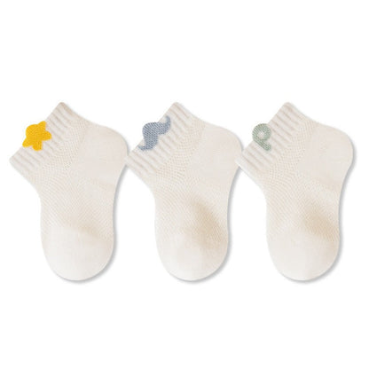 MyKids-USA® Baby Kids Boys and Girls Breathable Cute Flowers and Striped Pattern Socks 3-Pair Set