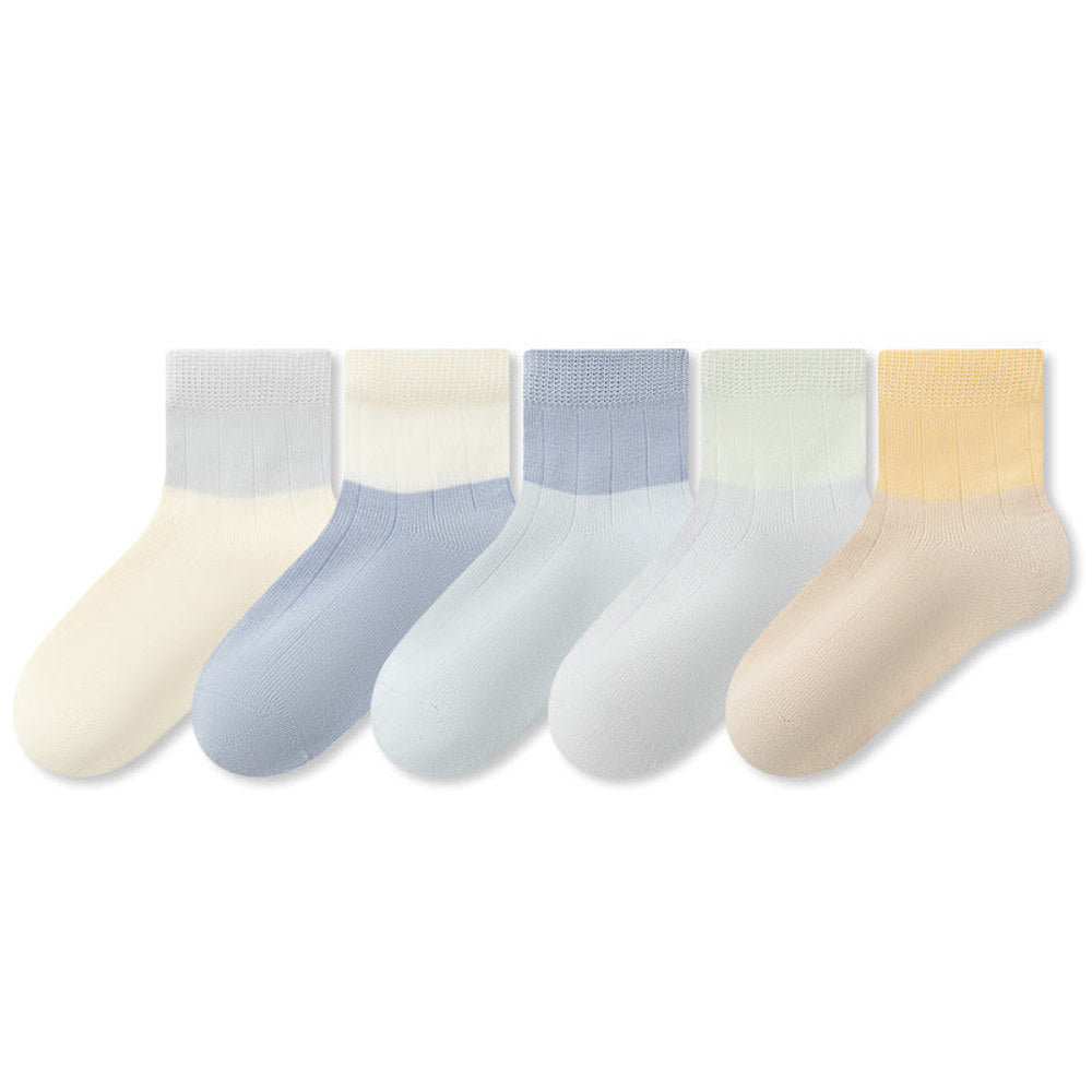 MyKids-USA® Baby Kids Boys and Girls Breathable Color Patchwork Socks 5-Pair Set