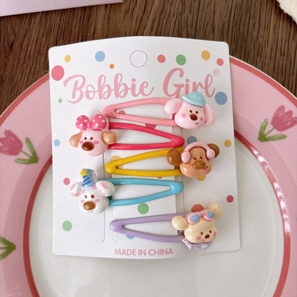 MyKids-USA® Collection of 5 Cute Animals Pattern Hair Clips