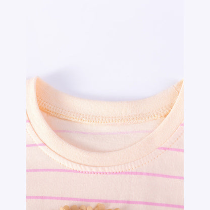 MyKids-USA® Rainbow and Striped Pattern Short Sleeves Dress for Stylish Girls