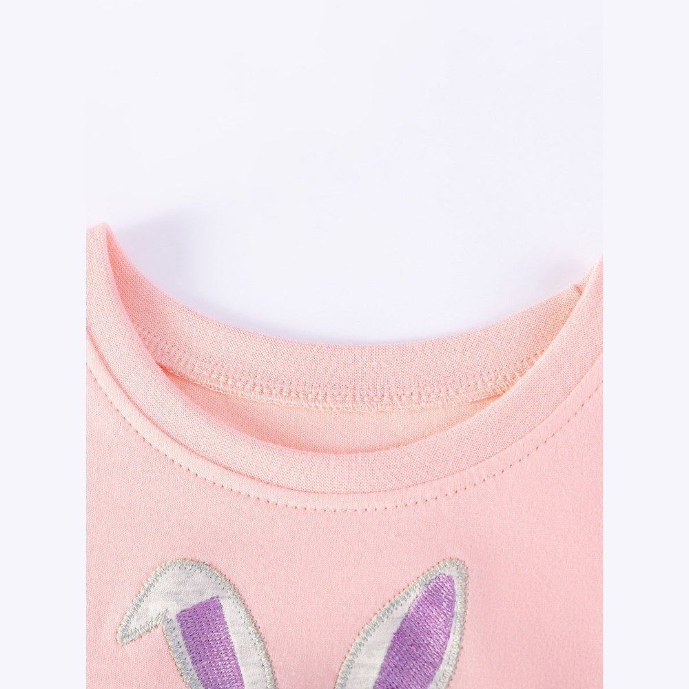 MyKids-USA® Rabbit Cartoon Pattern Short Sleeves Dress for Stylish Girls