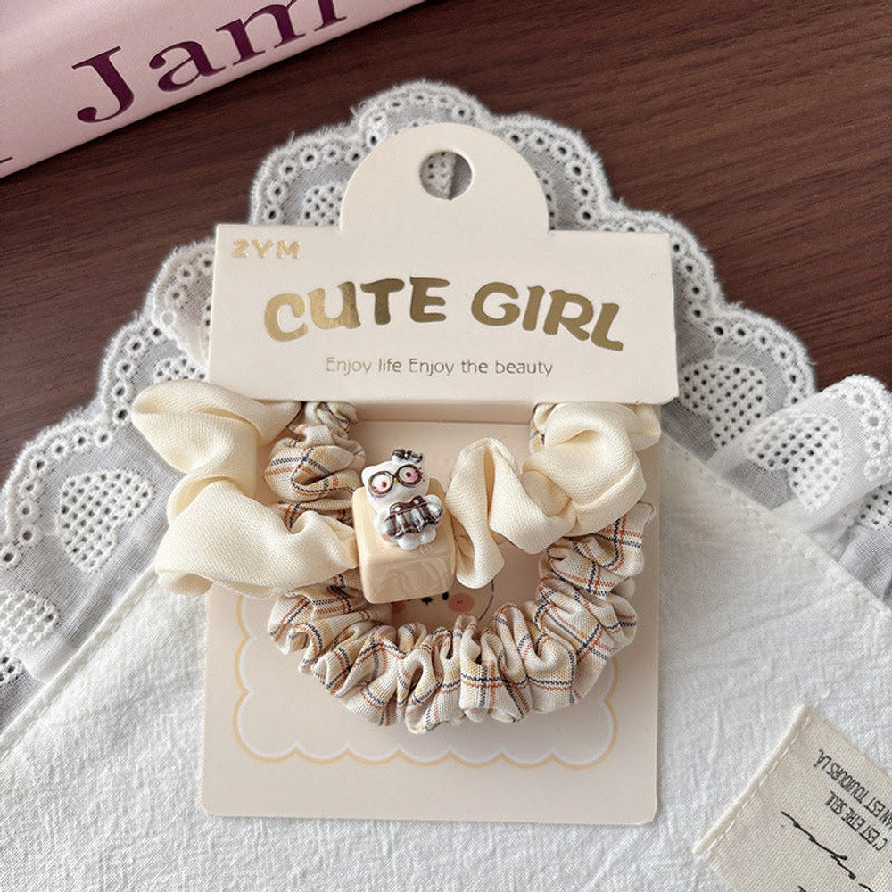 MyKids-USA® Collection of 2 Cute Plaid and Cartoon Hair Ties