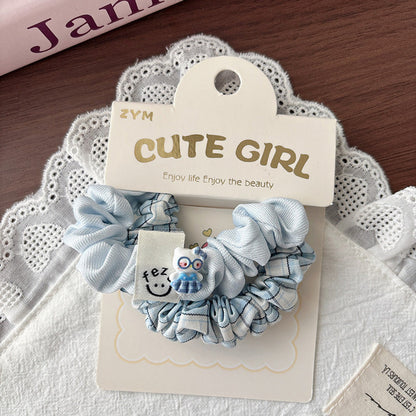 MyKids-USA® Collection of 2 Cute Plaid and Cartoon Hair Ties