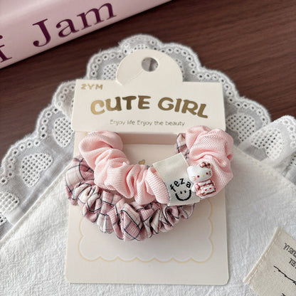 MyKids-USA® Collection of 2 Cute Plaid and Cartoon Hair Ties