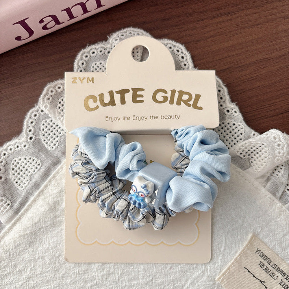 MyKids-USA® Collection of 2 Cute Plaid and Cartoon Hair Ties