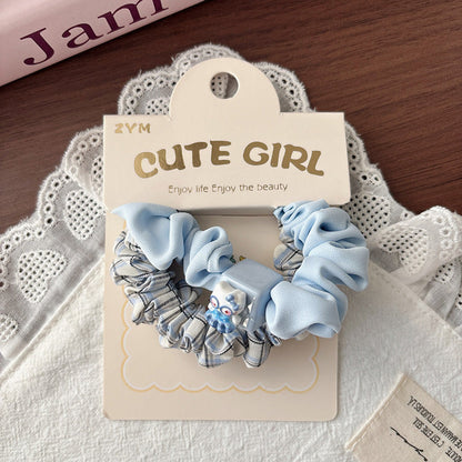 MyKids-USA® Collection of 2 Cute Plaid and Cartoon Hair Ties