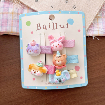MyKids-USA® Collection of 5 Cute Cartoon Pattern Hair Clips