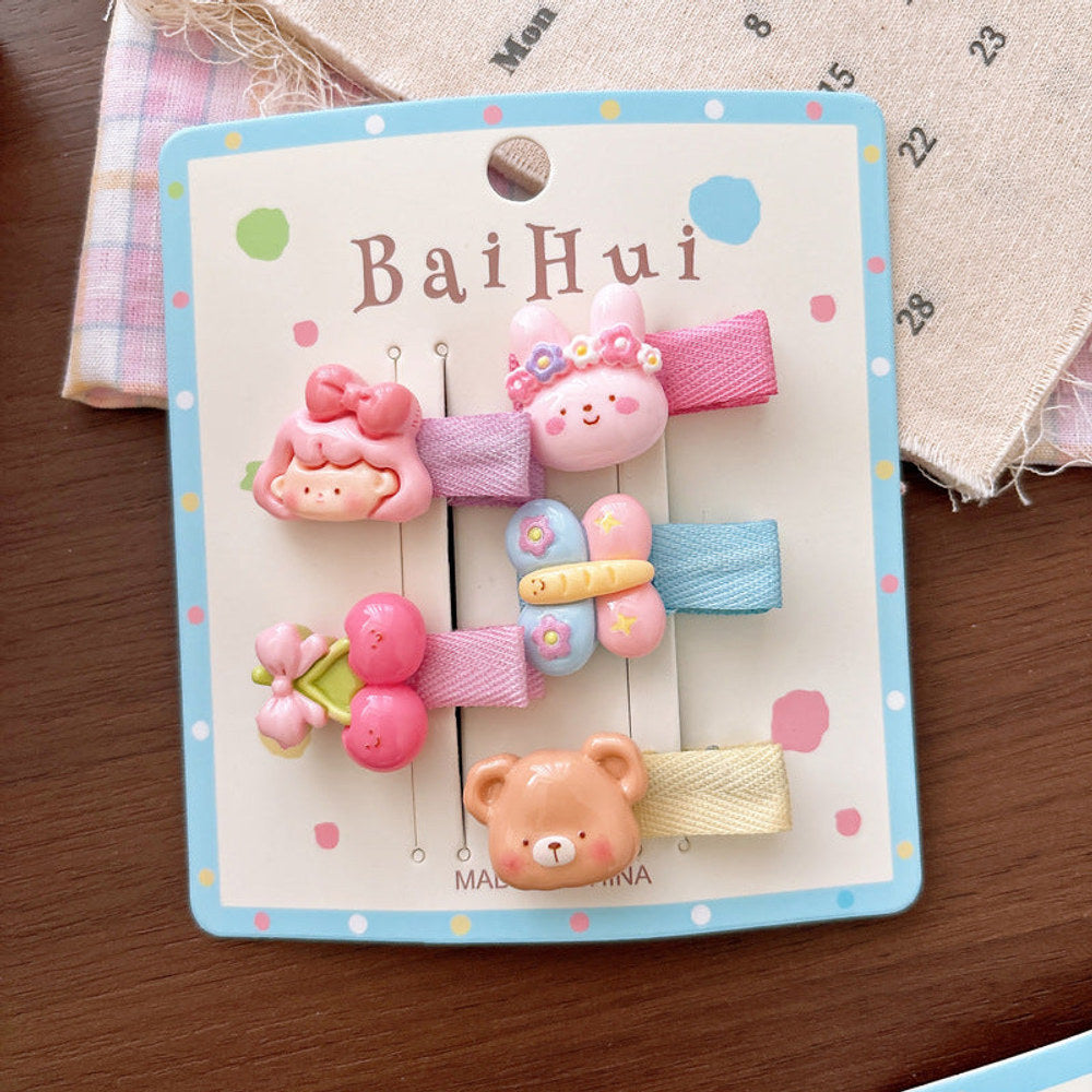 MyKids-USA® Collection of 5 Cute Cartoon Pattern Hair Clips