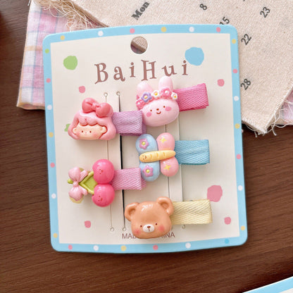 MyKids-USA® Collection of 5 Cute Cartoon Pattern Hair Clips