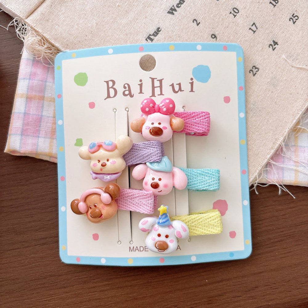 MyKids-USA® Collection of 5 Cute Cartoon Pattern Hair Clips