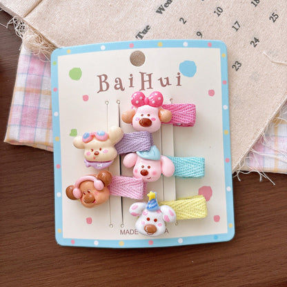 MyKids-USA® Collection of 5 Cute Cartoon Pattern Hair Clips