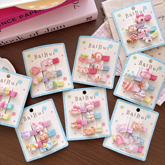 MyKids-USA® Collection of 5 Cute Cartoon Pattern Hair Clips