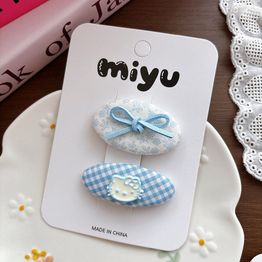MyKids-USA® Collection of 2 Cute Blue and Cartoon Hair Clips