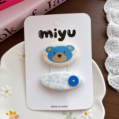 MyKids-USA® Collection of 2 Cute Blue and Cartoon Hair Clips