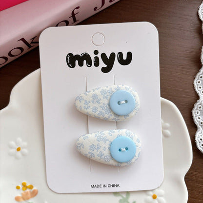 MyKids-USA® Collection of 2 Cute Blue and Cartoon Hair Clips