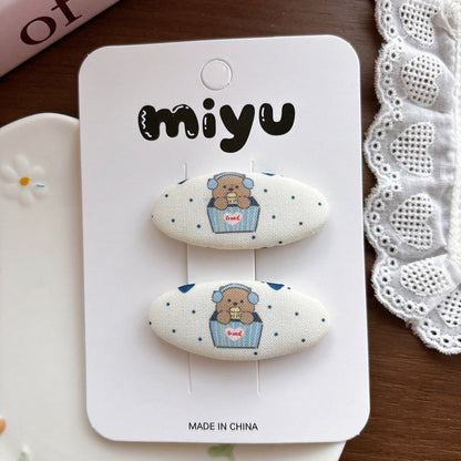 MyKids-USA® Collection of 2 Cute Blue and Cartoon Hair Clips