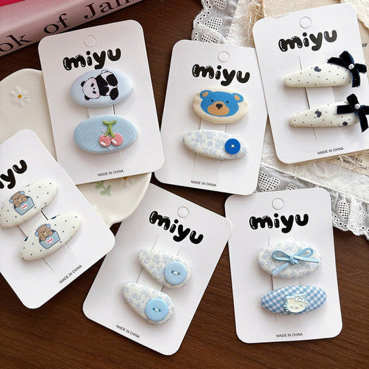 MyKids-USA® Collection of 2 Cute Blue and Cartoon Hair Clips