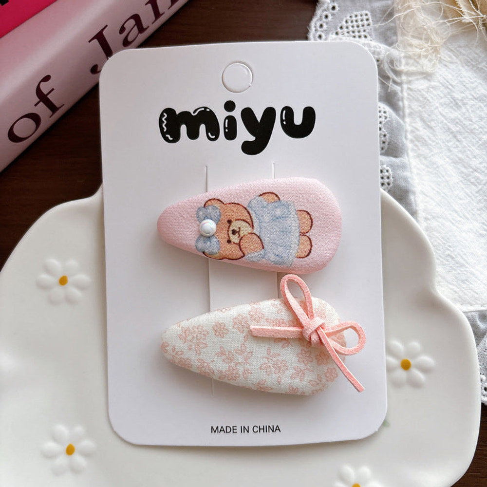 MyKids-USA® Collection of 2 Cute Pink Pattern Hair Clips