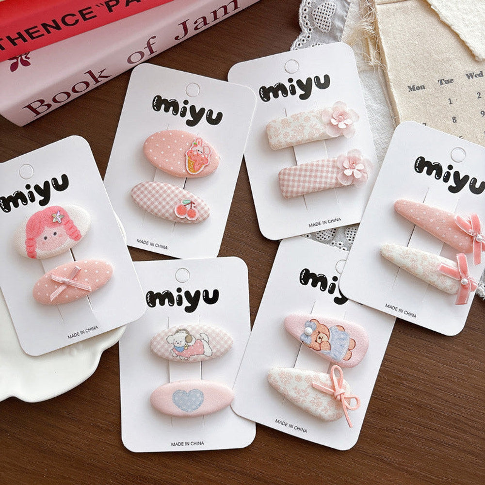 MyKids-USA® Collection of 2 Cute Pink Pattern Hair Clips