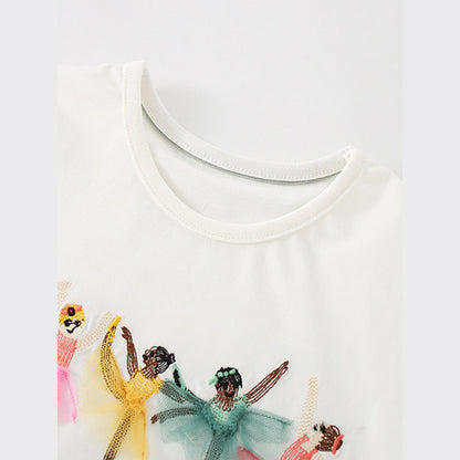 MyKids-USA® Girls’ Princess Cartoon Pattern T-shirt in European and American Style