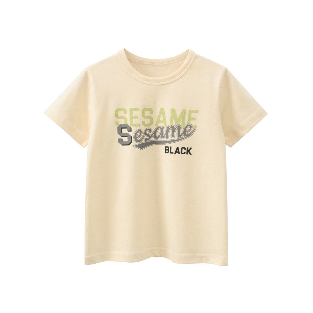MyKids-USA® Boys’ Letters Pattern Apricot T-shirt in European and American Style