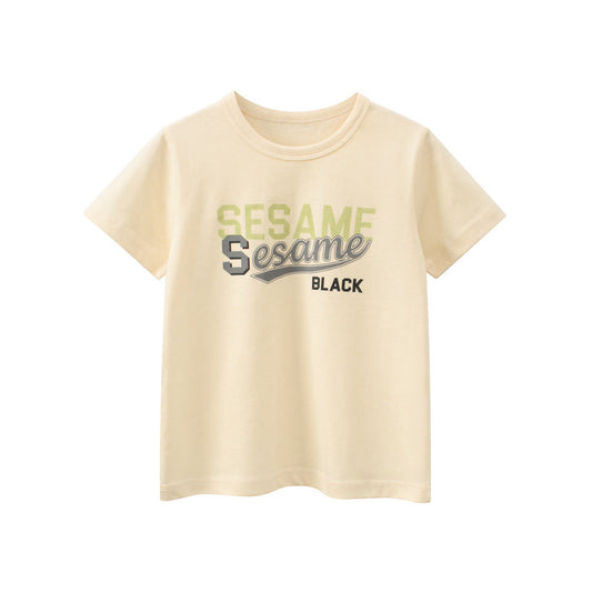 MyKids-USA® Boys’ Letters Pattern Apricot T-shirt in European and American Style