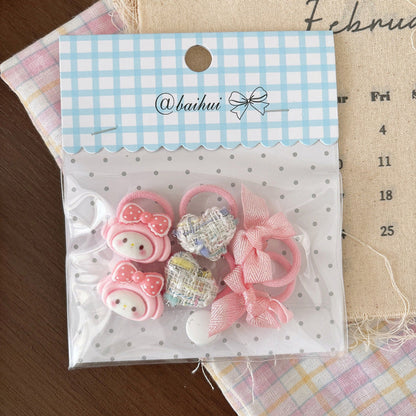 MyKids-USA® Collection of 6 Pieces Cartoon Hair Ties