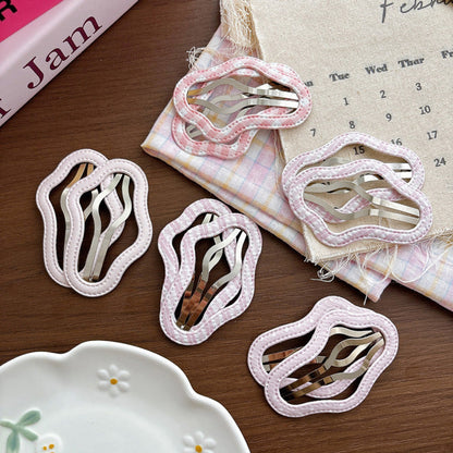 MyKids-USA® Collection of 2 Pieces Plaid Hollow-out Hair Clips