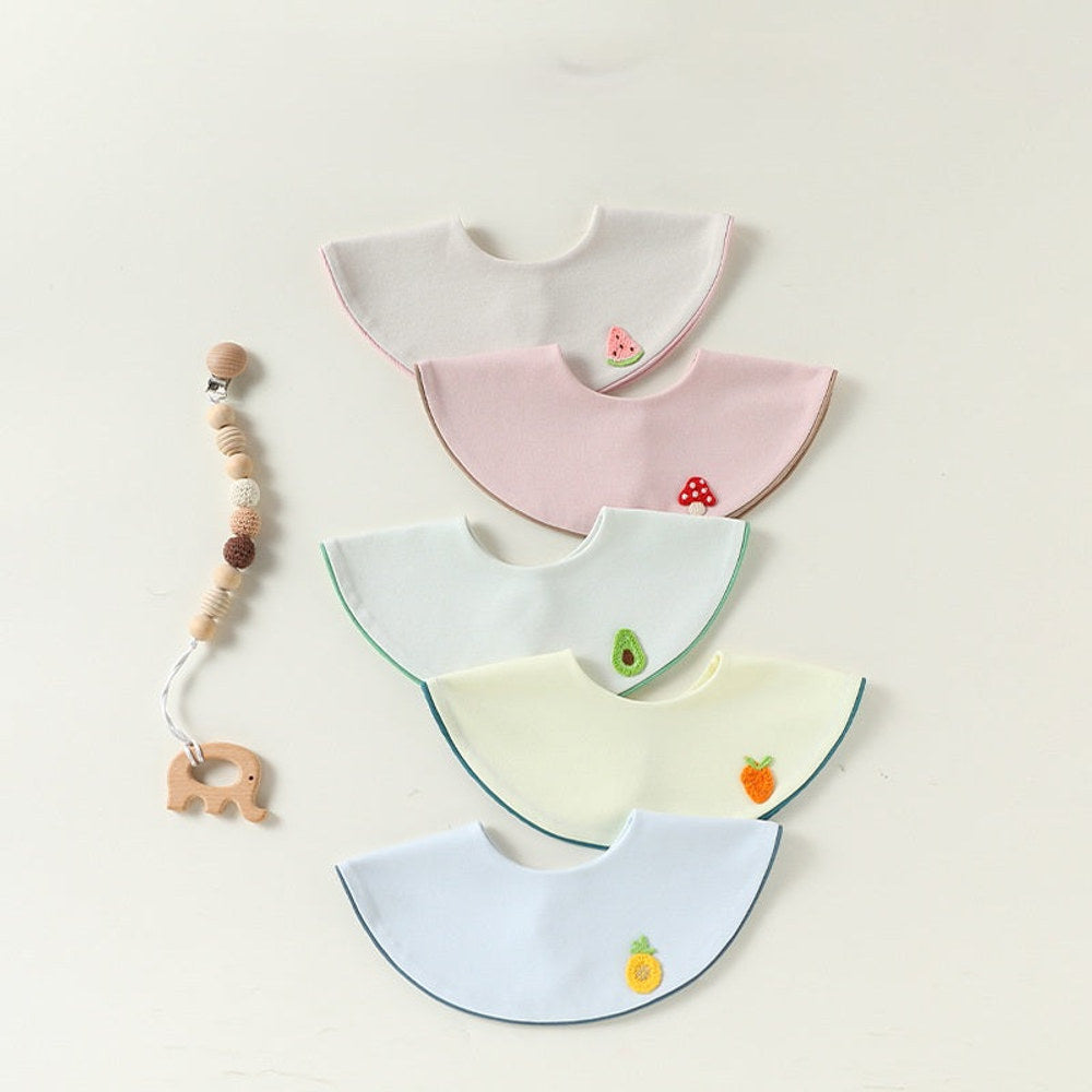 MyKids-USA® Adorable Fruits Cartoon Pattern Snap-on Round Shaped Bib