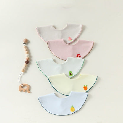 MyKids-USA® Adorable Fruits Cartoon Pattern Snap-on Round Shaped Bib