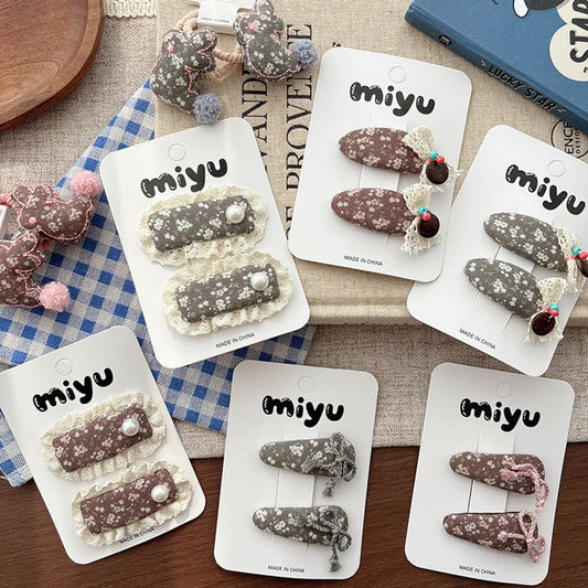 MyKids-USA® Collection of Floral Pattern Hair Clips or Hair Ties