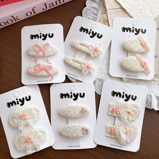 MyKids-USA® Collection of Flowers Embroidered Hair Clips