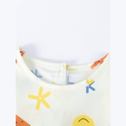 MyKids-USA® Summer Arrival Cartoon Pattern Short Sleeves Crew Neck Dress for Stylish Girls