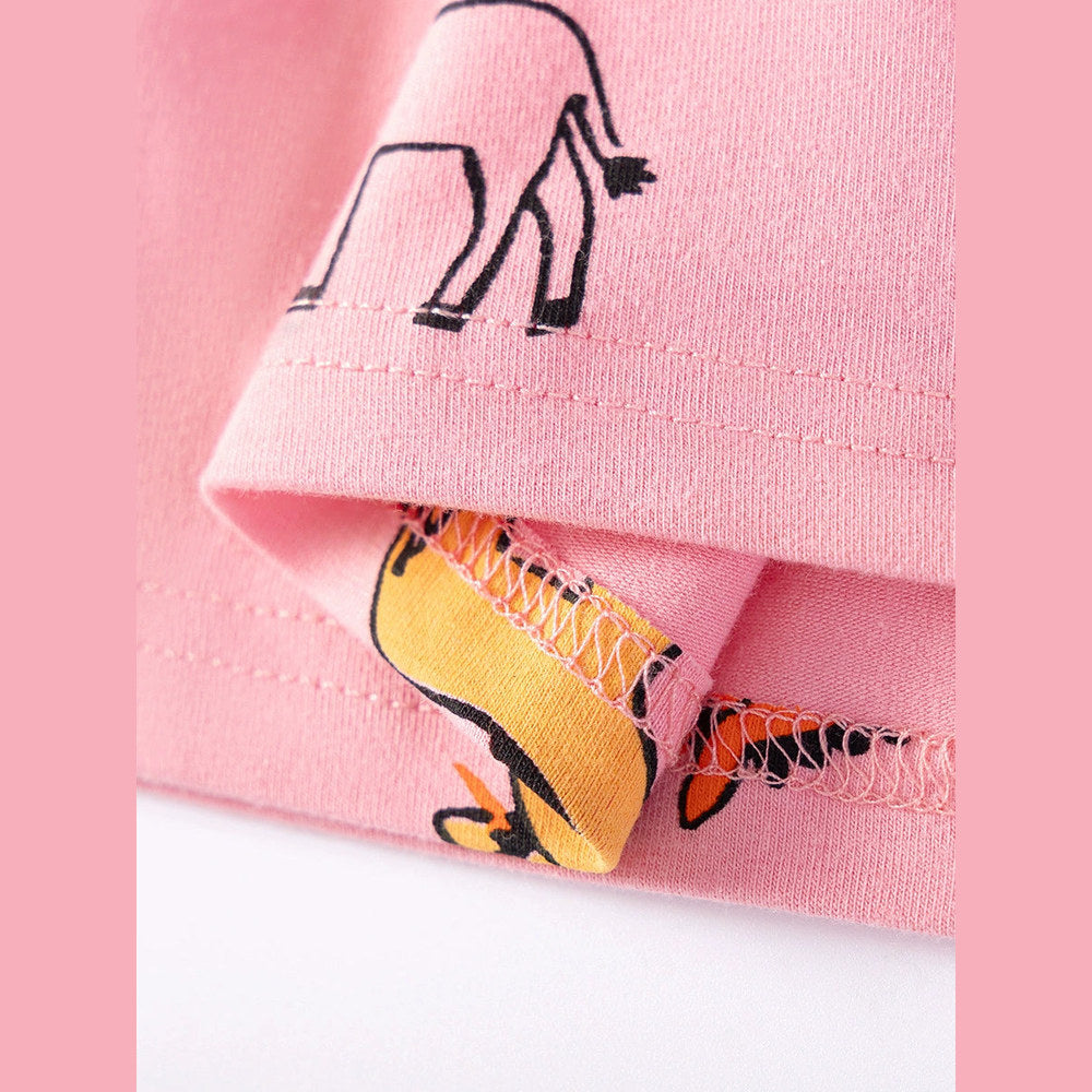 MyKids-USA® Summer Arrival Animals Cartoon Pattern Short Sleeves Crew Neck Dress for Stylish Girls