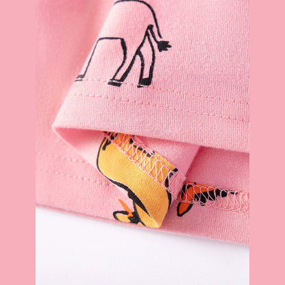 MyKids-USA® Summer Arrival Animals Cartoon Pattern Short Sleeves Crew Neck Dress for Stylish Girls