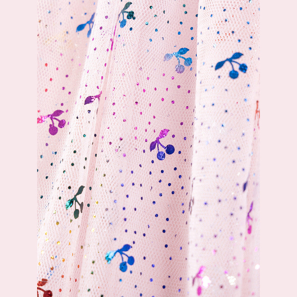 MyKids-USA® Summer Arrival Dots and Cherry Pattern Short Sleeves Crew Neck Dress for Stylish Girls