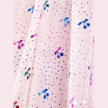 MyKids-USA® Summer Arrival Dots and Cherry Pattern Short Sleeves Crew Neck Dress for Stylish Girls
