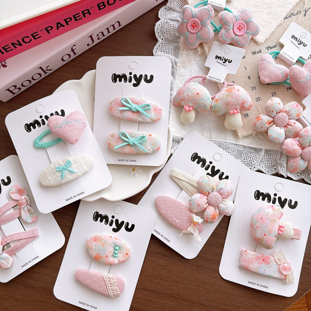 MyKids-USA® Collection of Pink Shaped Hair Clips or Hair Ties