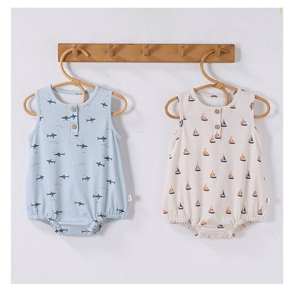 MyKids-USA® Summer Arrival Baby Boys and Girls Sleeveless Marine Pattern Bodysuit