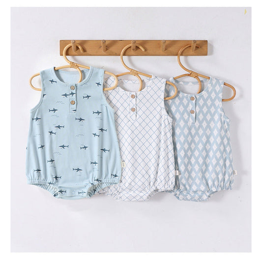 MyKids-USA® Baby Boys and Girls Sleeveless Marine Pattern Bodysuit