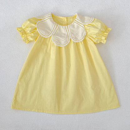 MyKids-USA® Design Girls Hollow Out Flower Collar Sleeveless Bodysuit or Short Sleeves Dress – Sister Matching