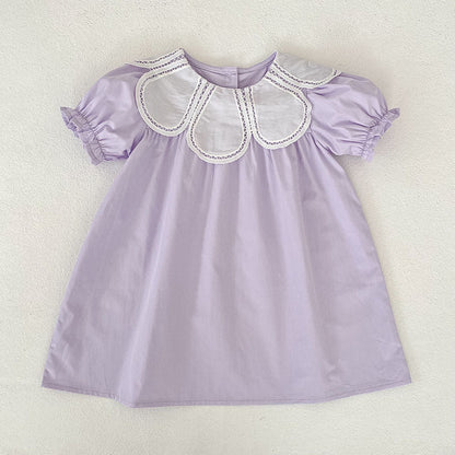 MyKids-USA® Design Girls Hollow Out Flower Collar Sleeveless Bodysuit or Short Sleeves Dress – Sister Matching