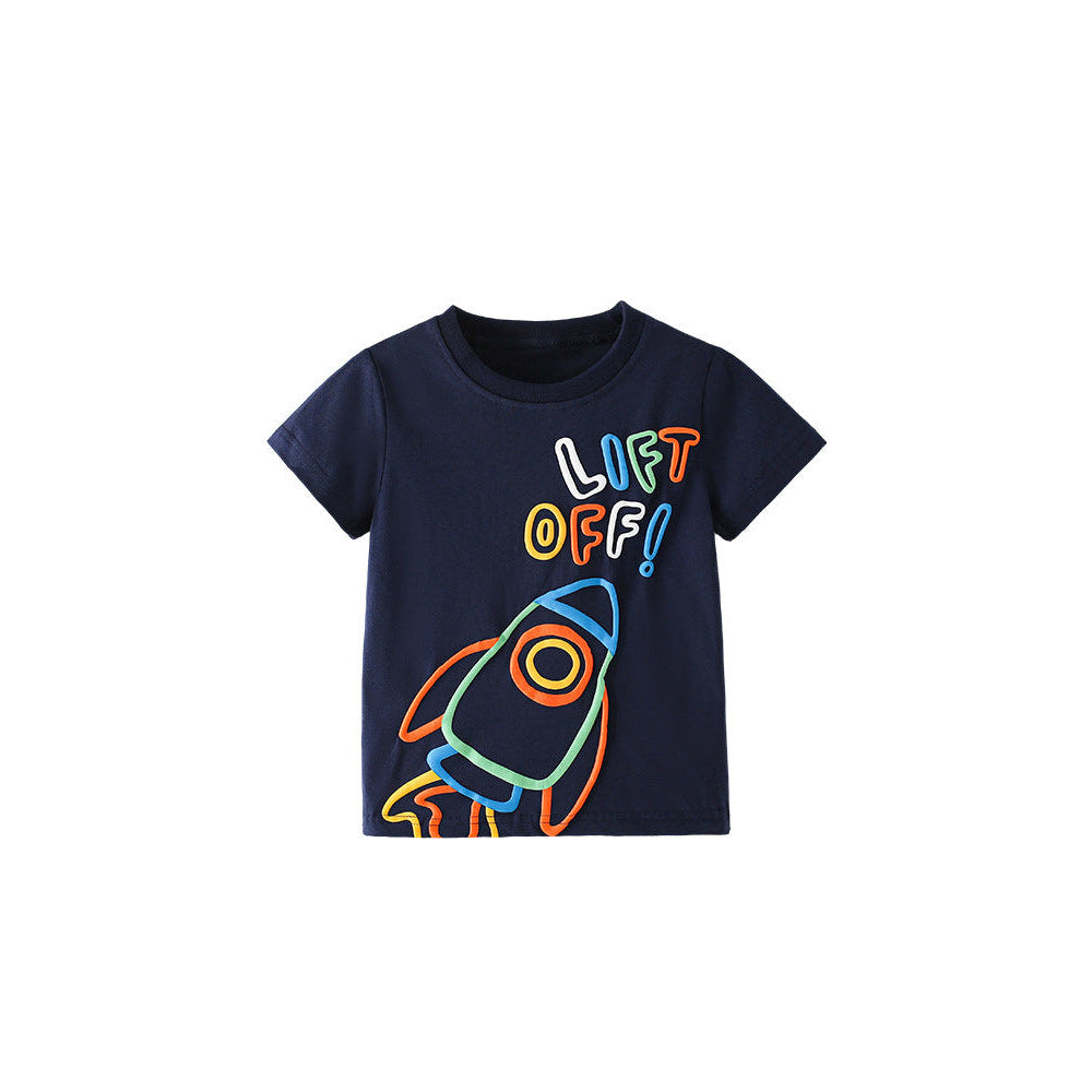 MyKids-USA® Boys’ Cartoon and Letters Pattern T-shirt